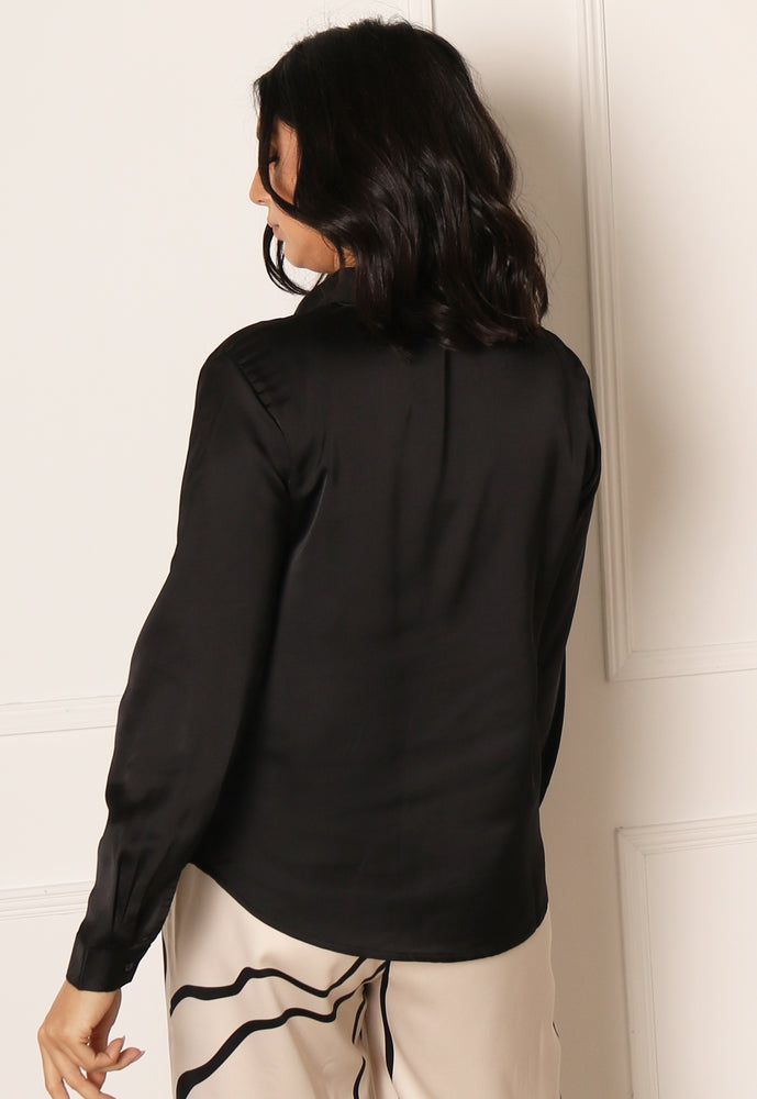 
                  
                    JDY Fifi Satin Long Sleeve Shirt in Black - One Nation Clothing
                  
                