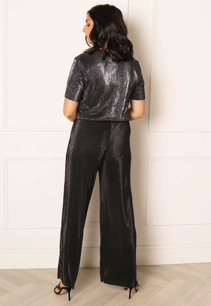 
                  
                    JDY Plisse Wide Leg Relaxed Trousers in Black - One Nation Clothing
                  
                
