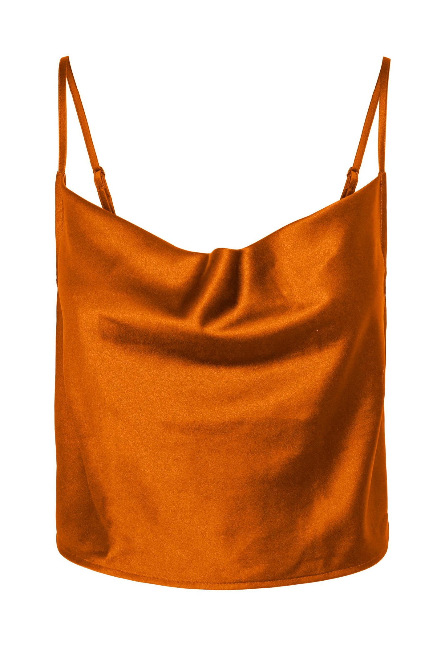 Satin Burnt Orange Cowl Neck Cami Vest Top