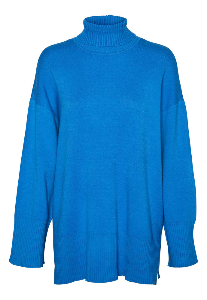 
                  
                    VERO MODA Gold Soft Knit Rollneck Longline Jumper with Side Splits in French Blue - One Nation Clothing
                  
                