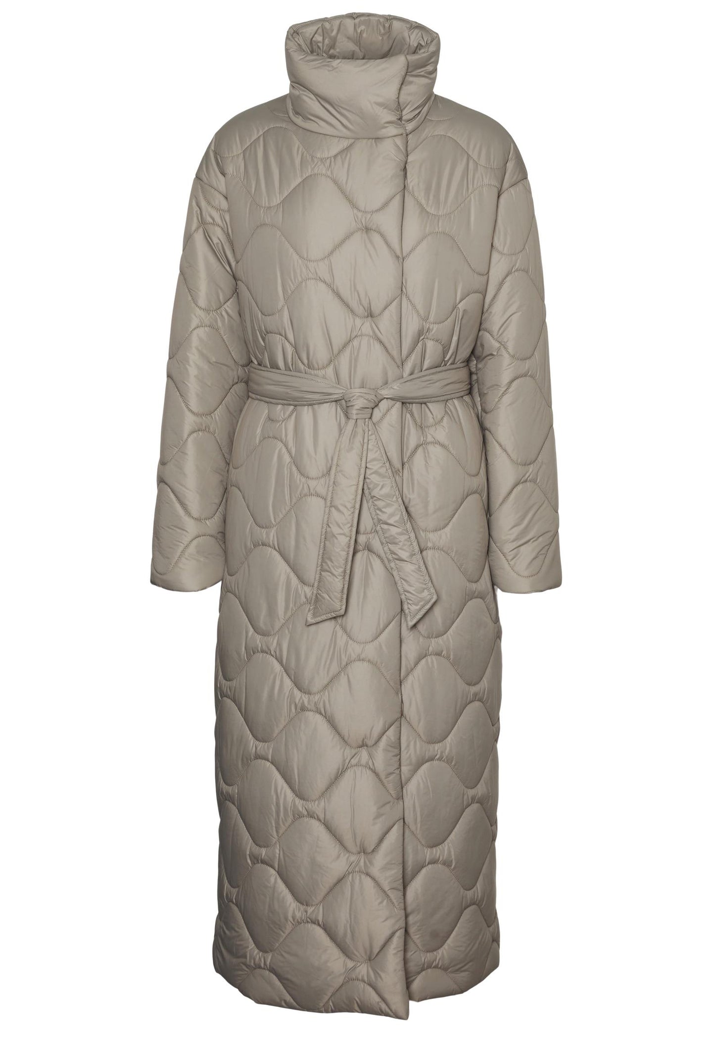 
                  
                    VERO MODA Astoria Onion Quilted Midi Jacket with High Neck & Belt in Soft Khaki - One Nation Clothing
                  
                