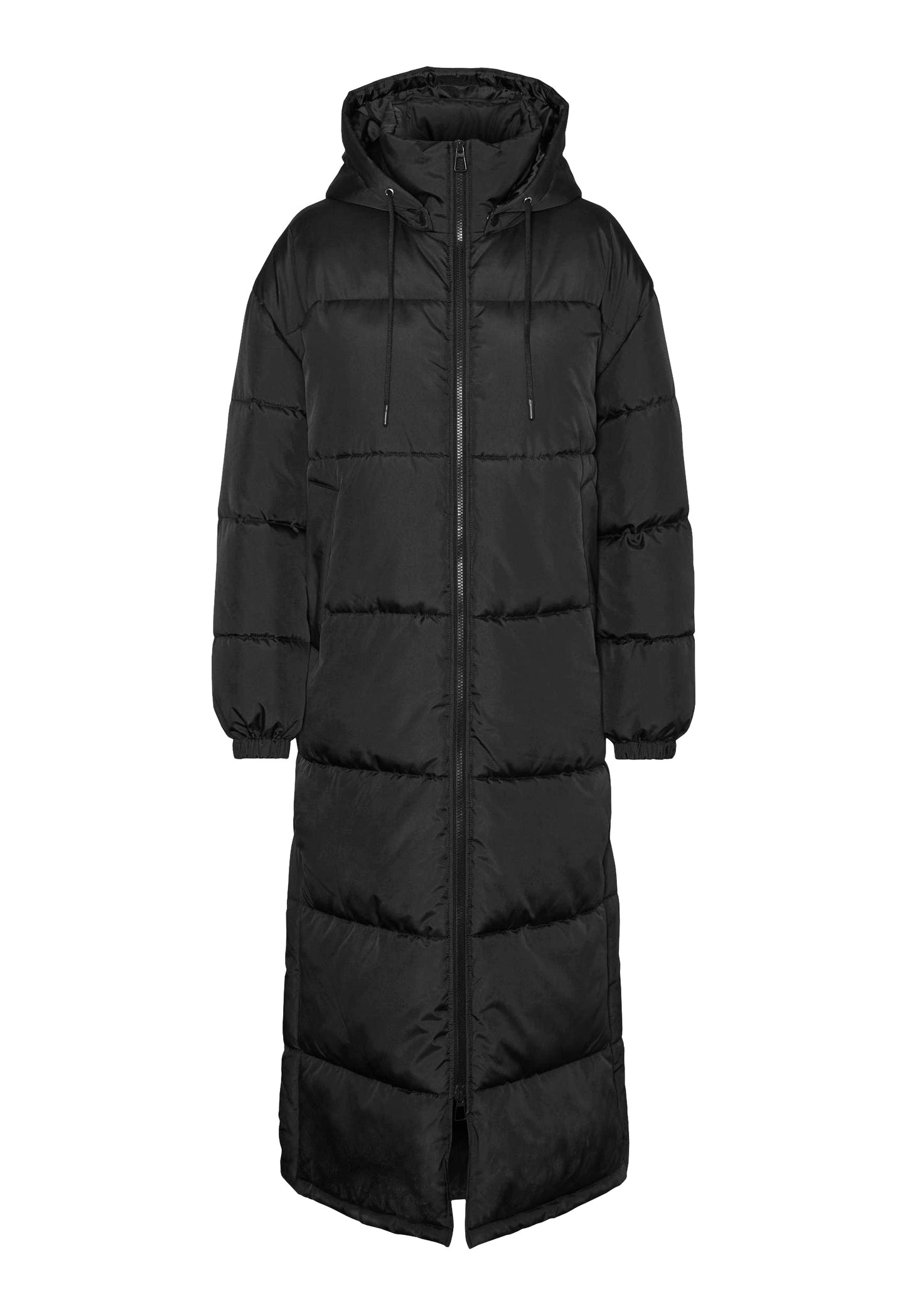 VERO MODA Klea Maxi Longline Puffer Coat with Hood in Black - One Nation Clothing