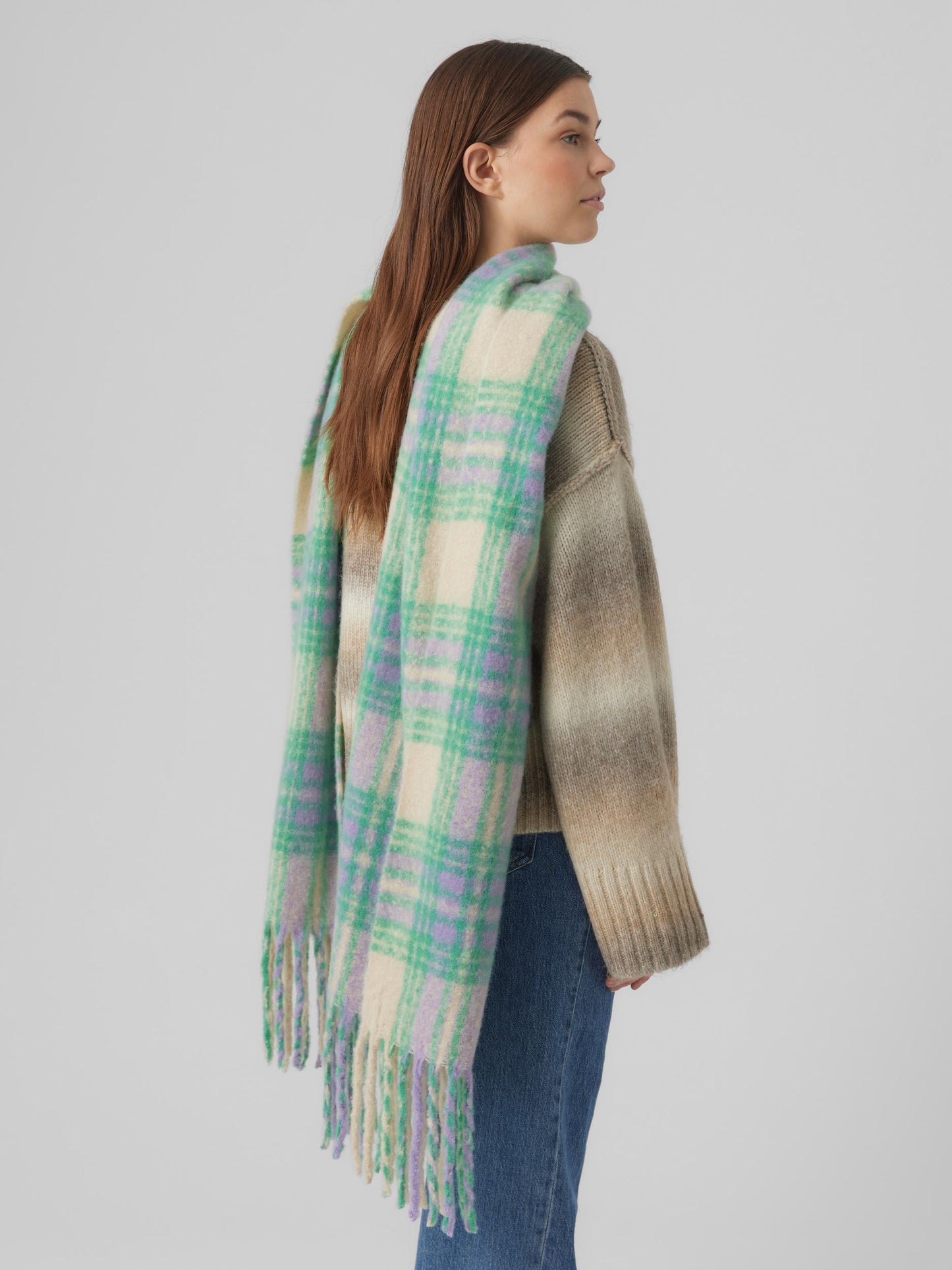 
                  
                    VERO MODA Minty Oversized Heavyweight Brushed Check Scarf with Tassels in Green, Blue & Cream - One Nation Clothing
                  
                