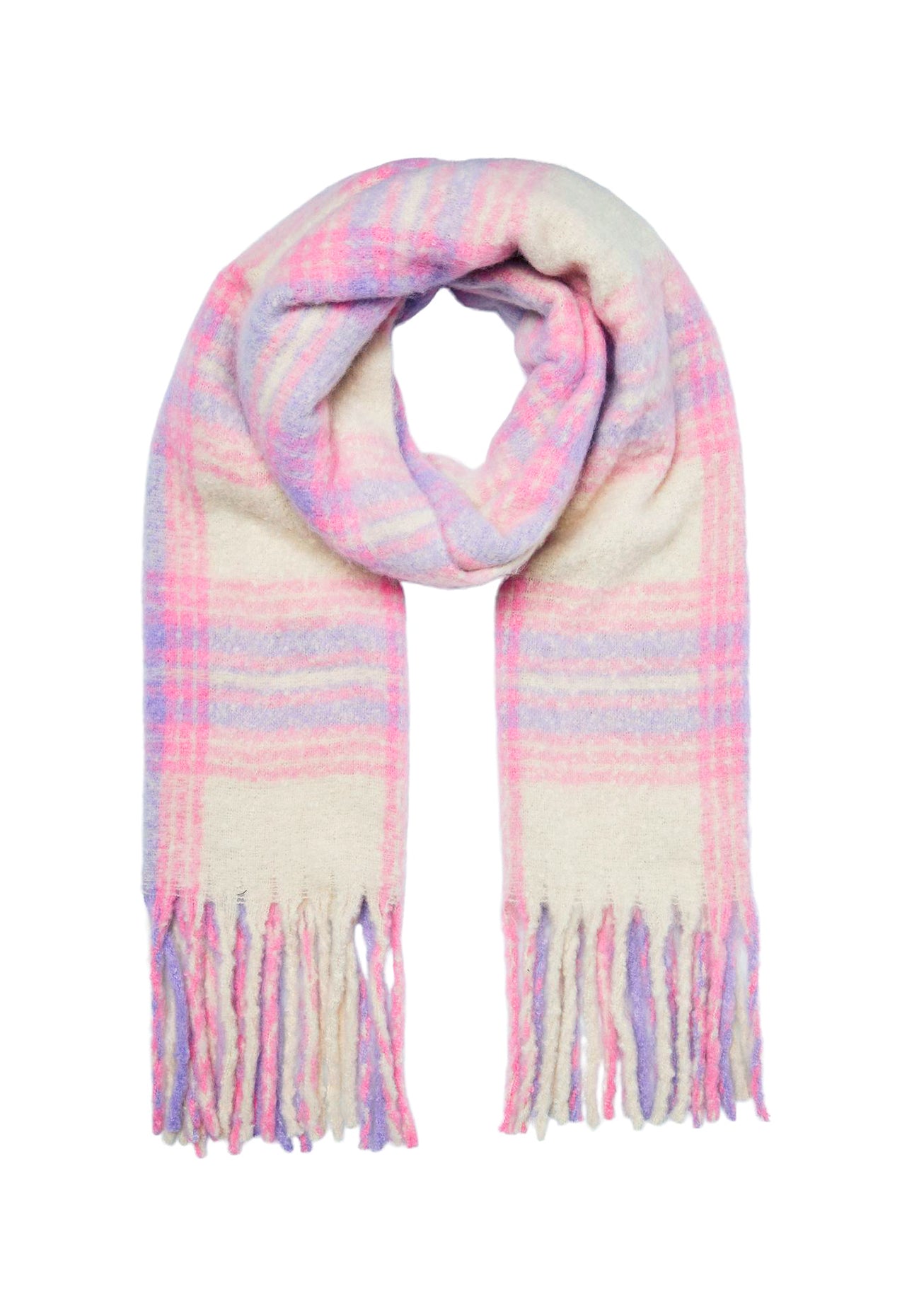 
                  
                    VERO MODA Minty Oversized Heavyweight Brushed Check Scarf with Tassels in Baby Pink, Lilac & Cream - One Nation Clothing
                  
                