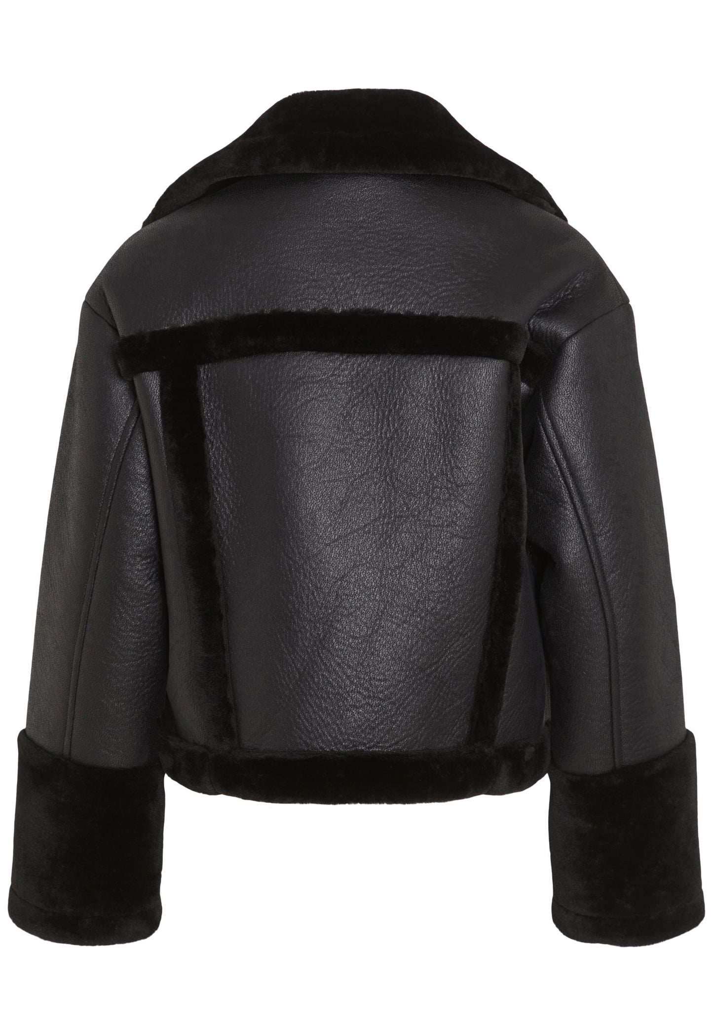
                  
                    VILA Melda Faux Leather & Fur Cropped Aviator Jacket in Black - One Nation Clothing
                  
                