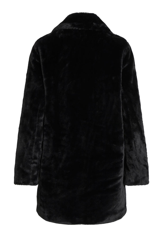 
                  
                    VILA New Ebba Vintage Style Faux Fur Midi Coat with Collar in Black - One Nation Clothing
                  
                