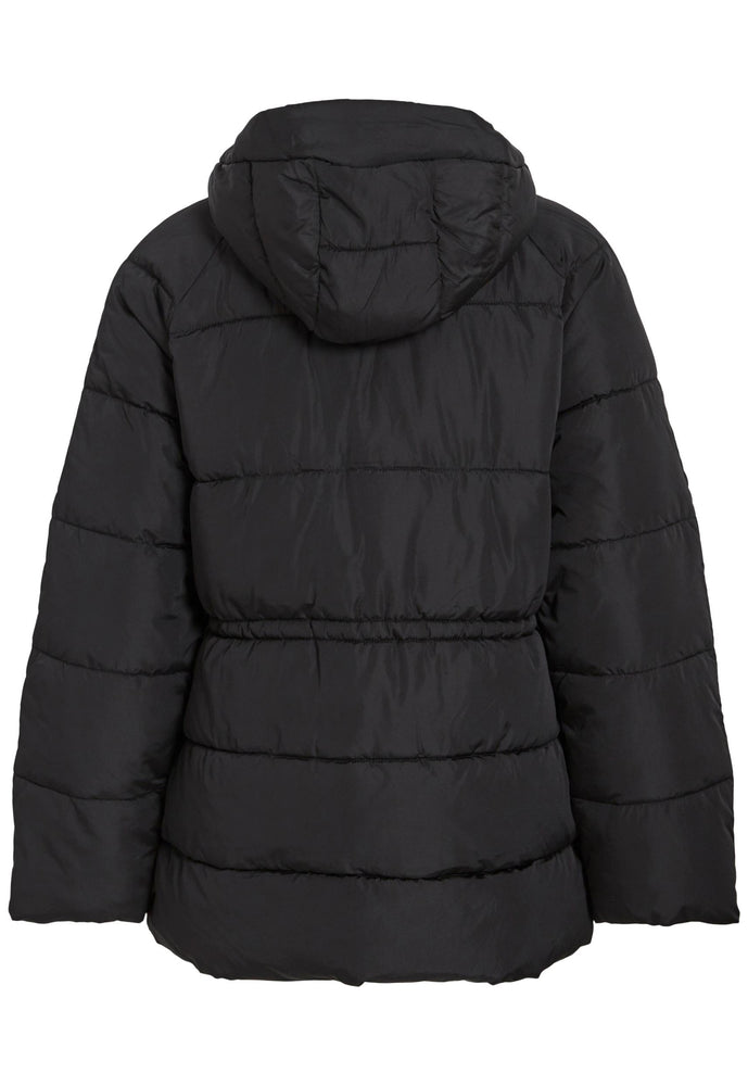 
                  
                    VILA Leana Longline Hooded Puffer Jacket with Tie Waist in Black - One Nation Clothing
                  
                