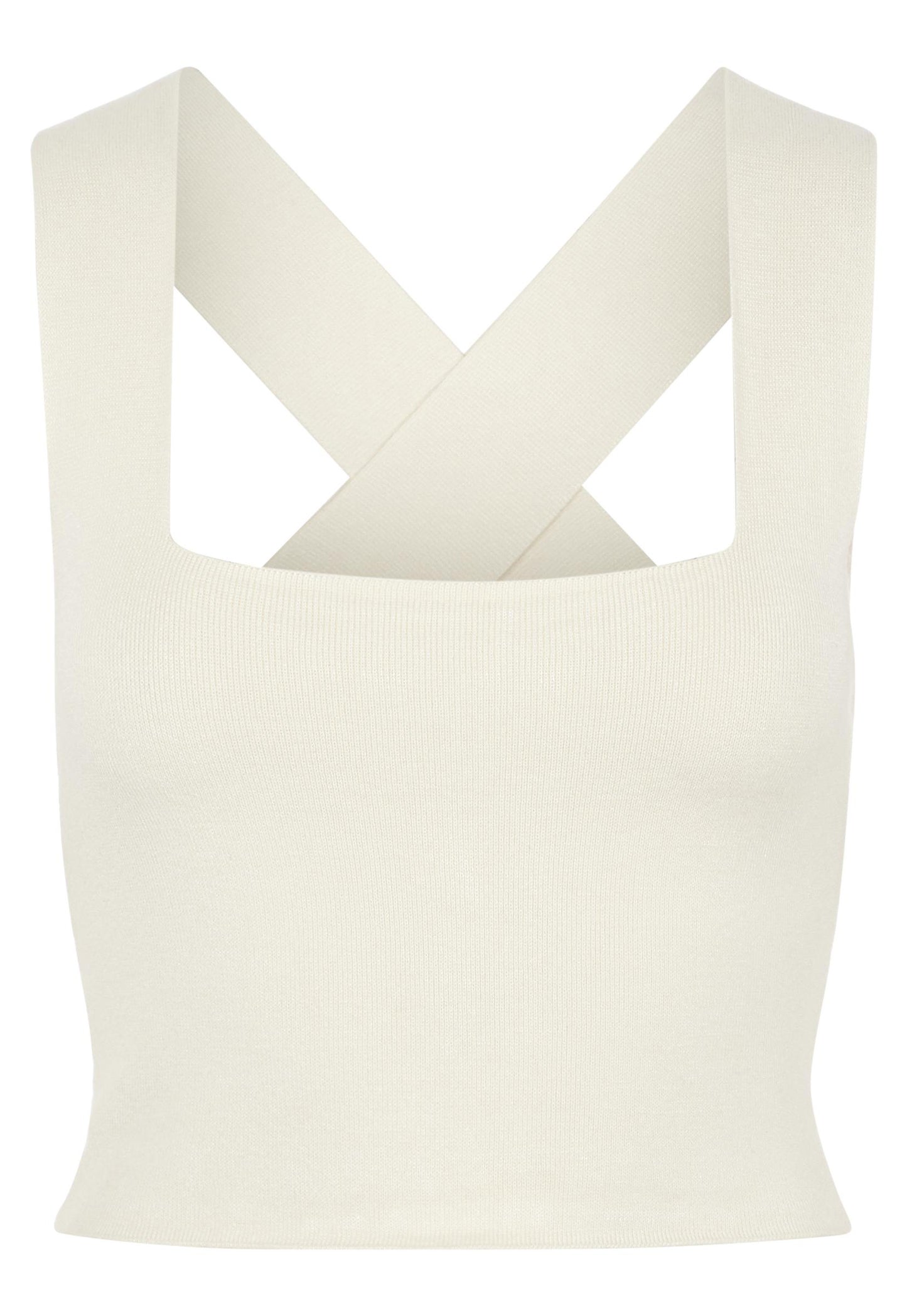 
                  
                    YAS Emil Cross Back Knit Crop Top in Cream - One Nation Clothing
                  
                