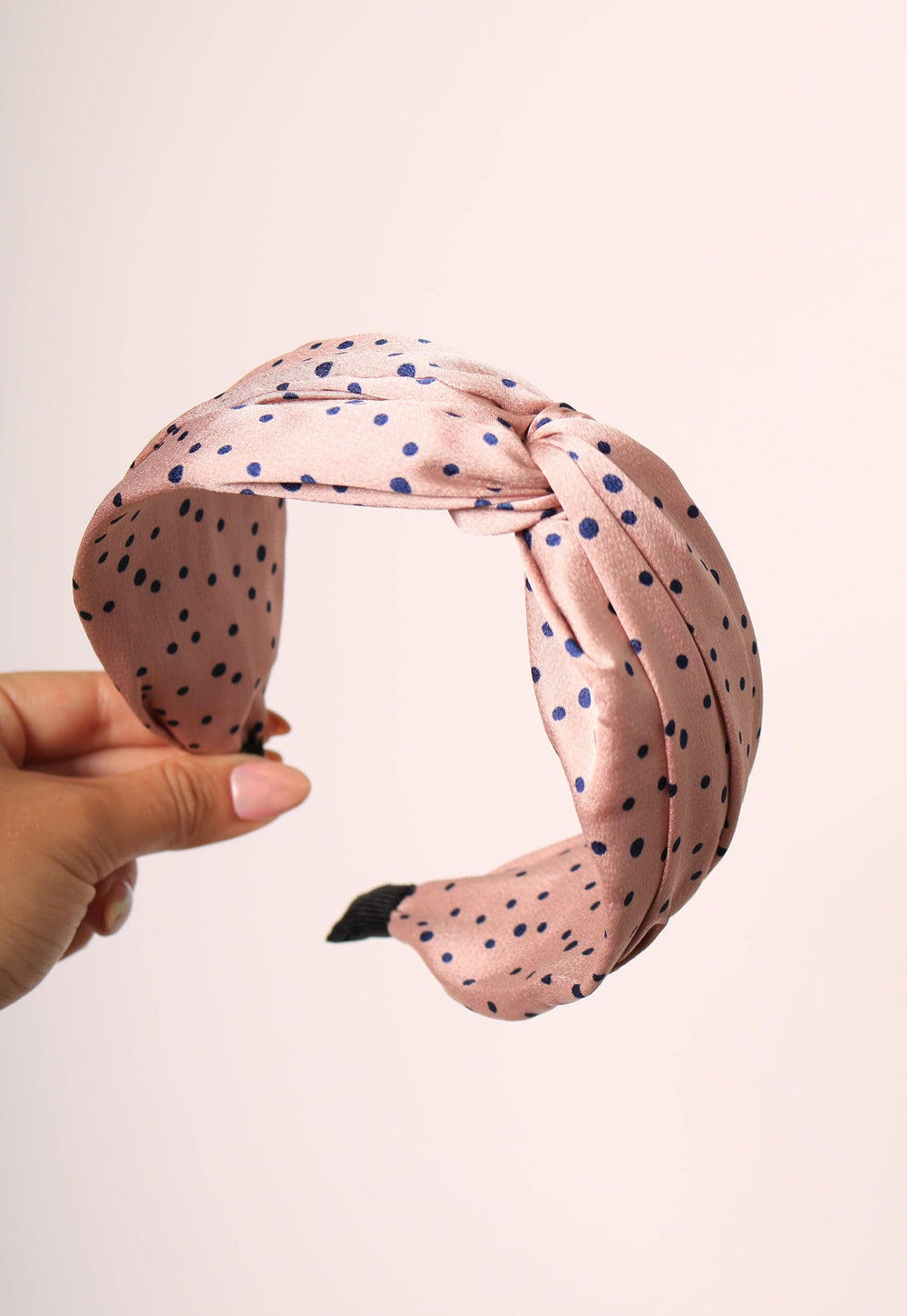 Irregular Polka Dot  Satin Knot Headband in Dusky Pink & Navy - One Nation Clothing