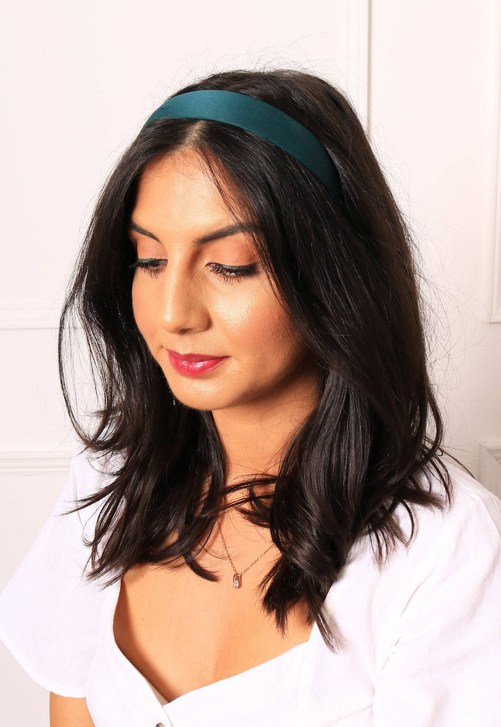 Wide Satin Alice Headband in Forest Green - One Nation Clothing