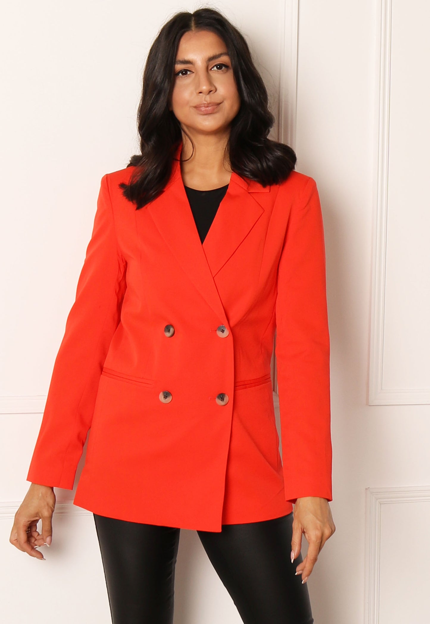 
                  
                    PIECES Amalie Tailored Double Breasted Blazer in Orange - One Nation Clothing
                  
                