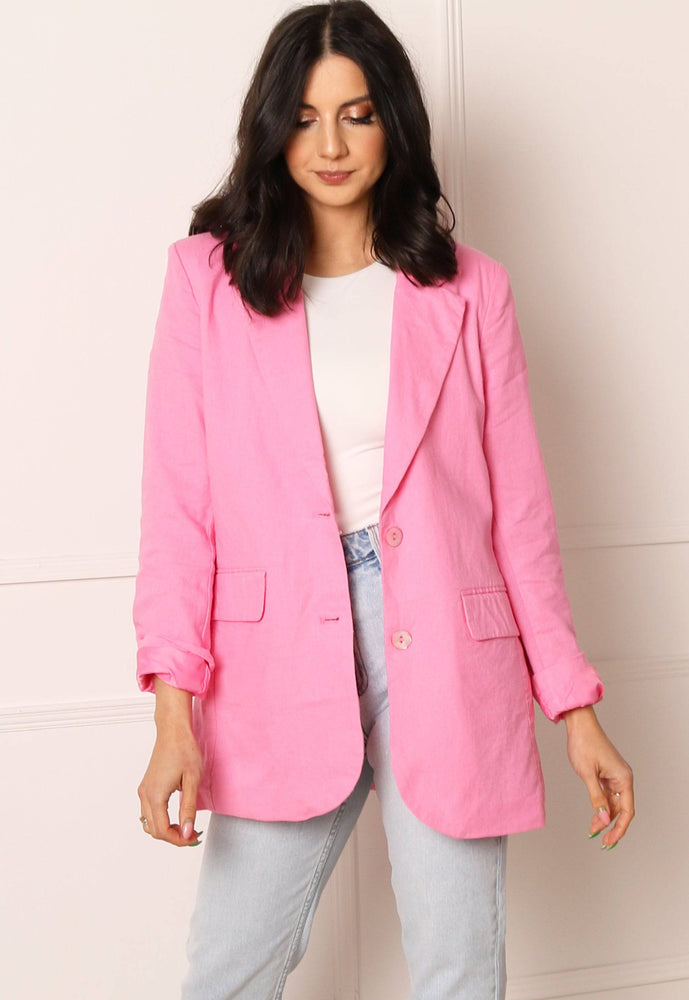 
                  
                    ONLY Caro Oversized Linen Blazer in Pink - One Nation Clothing
                  
                