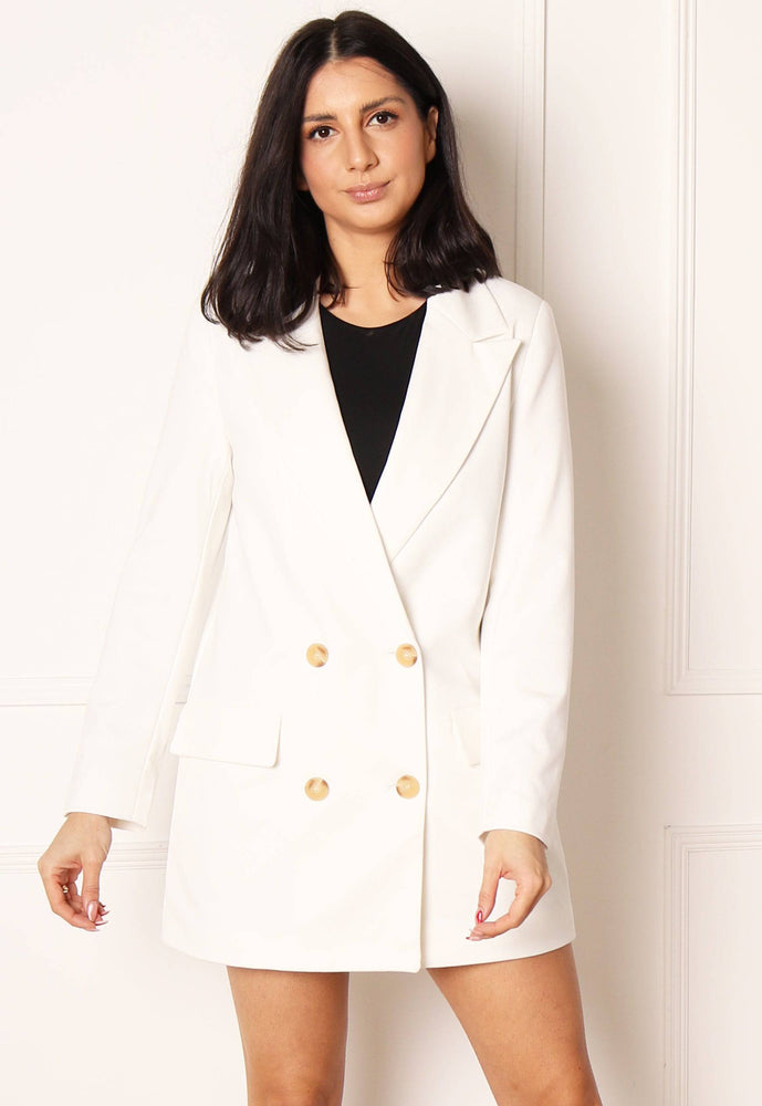 
                  
                    ONLY Charlotte Oversized Double Breasted Blazer in White - One Nation Clothing
                  
                