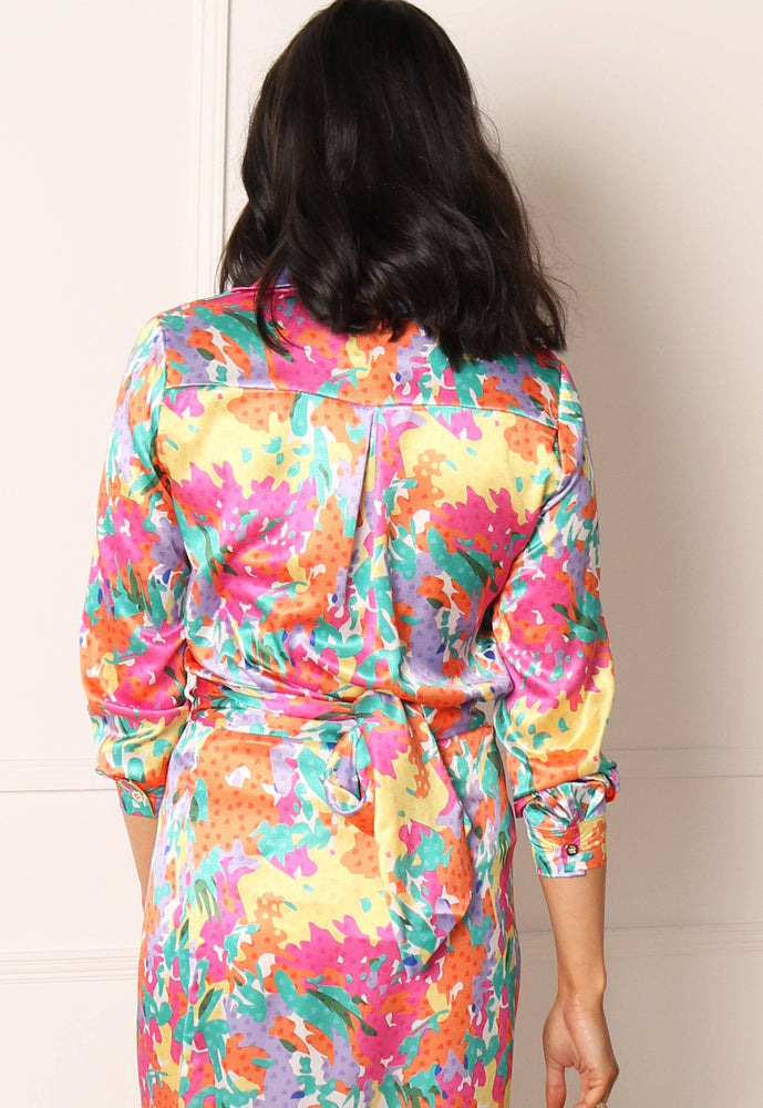 
                  
                    Printed Satin Collared Button Shirt in Bright Multi Floral - One Nation Clothing
                  
                