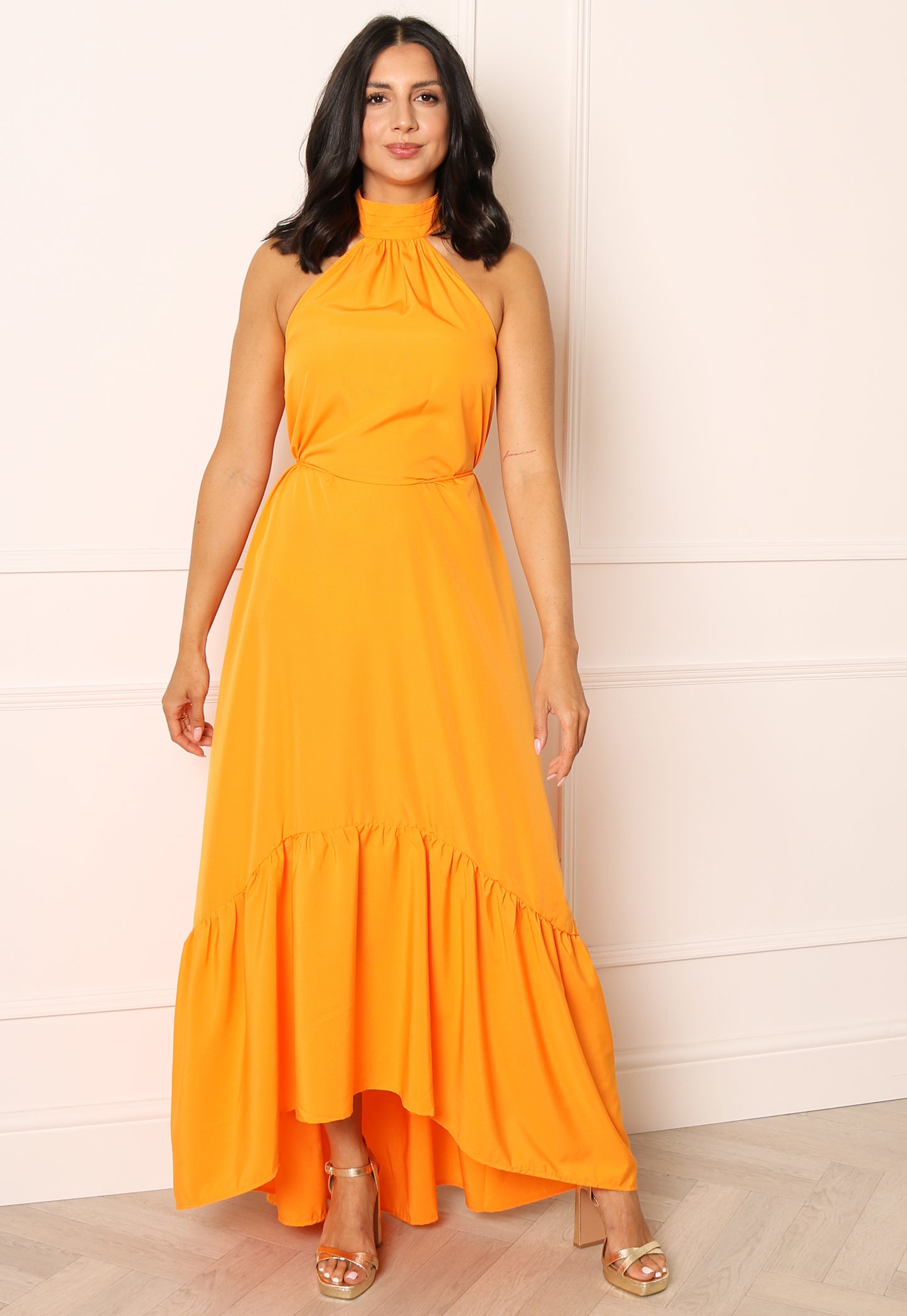 
                  
                    ONLY Laura High Halter Neck Floaty Maxi Dress in Orange - One Nation Clothing
                  
                