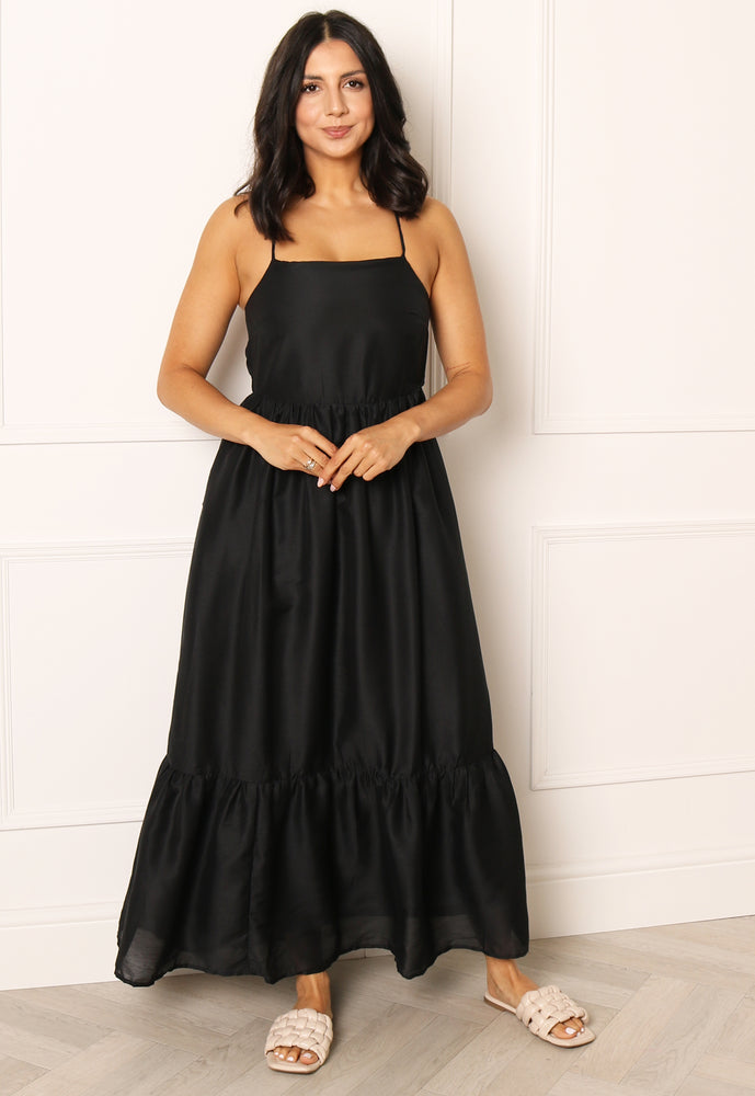 
                  
                    ONLY Monika Strappy Back Floaty Maxi Dress in Black - One Nation Clothing
                  
                