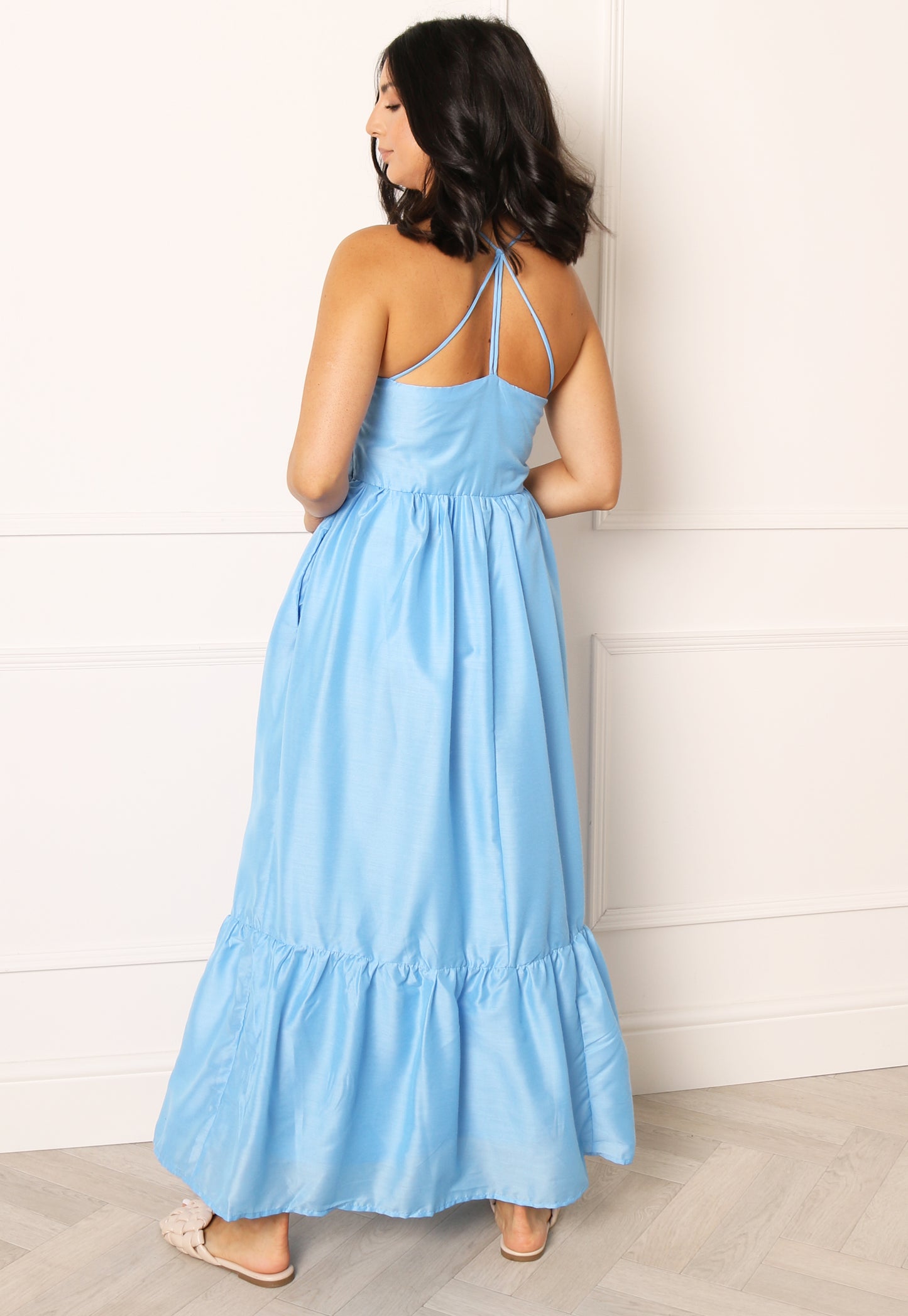 ONLY Monika Strappy Back Floaty in Nation Blue | Dress Dress ONLY Floaty Clothing Strappy Maxi in Monika Maxi Blue Back One