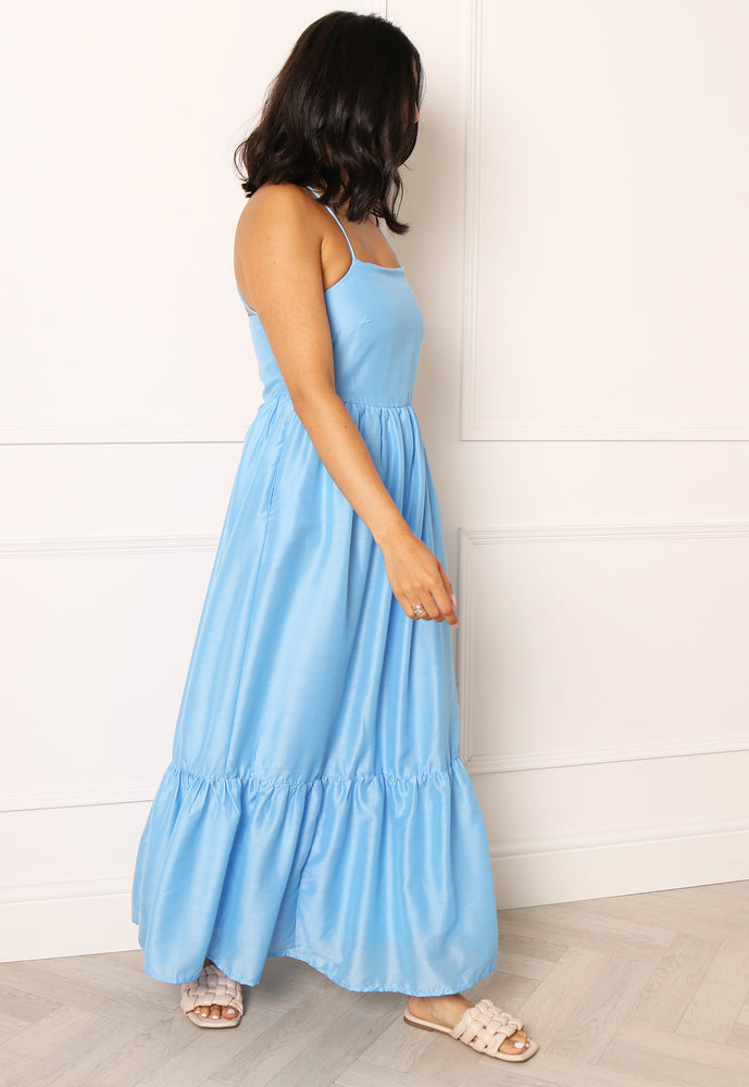 
                  
                    ONLY Monika Strappy Back Floaty Maxi Dress in Blue - One Nation Clothing
                  
                