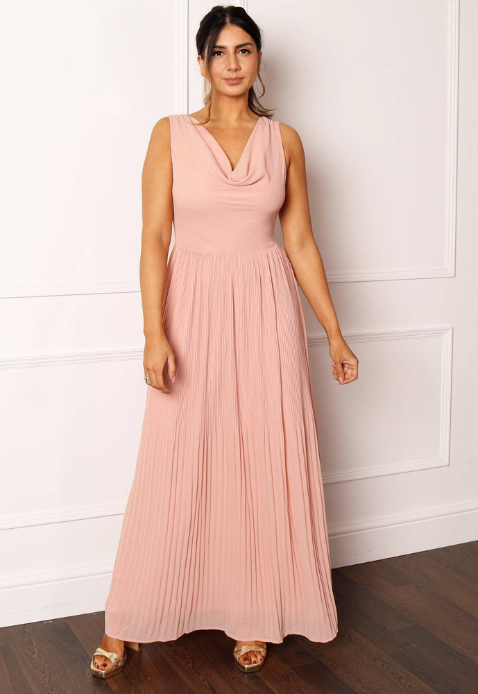 
                  
                    VILA Cowl Neck Pleated Maxi Dress in Dusky Pink - One Nation Clothing
                  
                