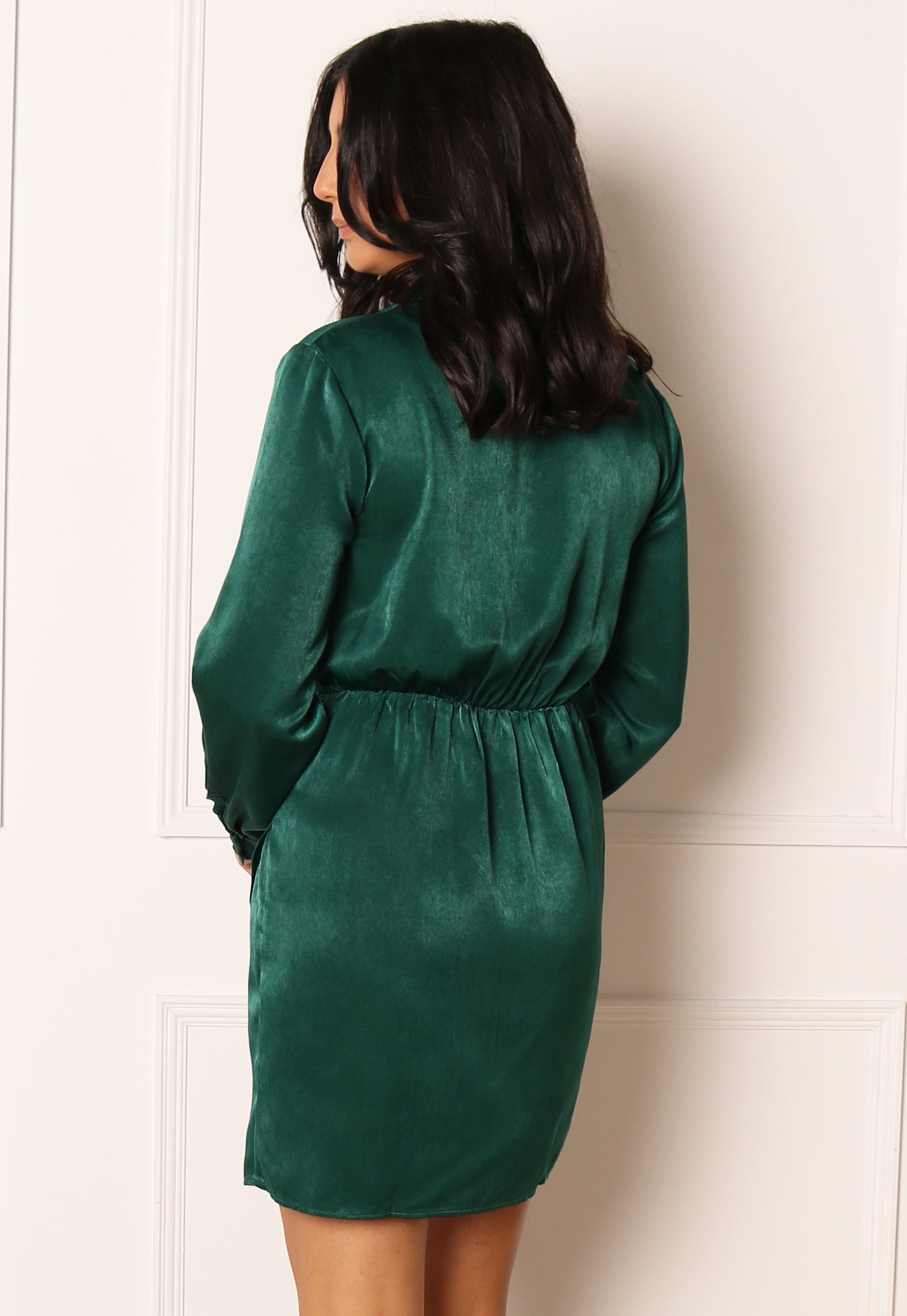 
                  
                    VILA Evine Mini Collared Wrap Dress in Dark Green - One Nation Clothing
                  
                
