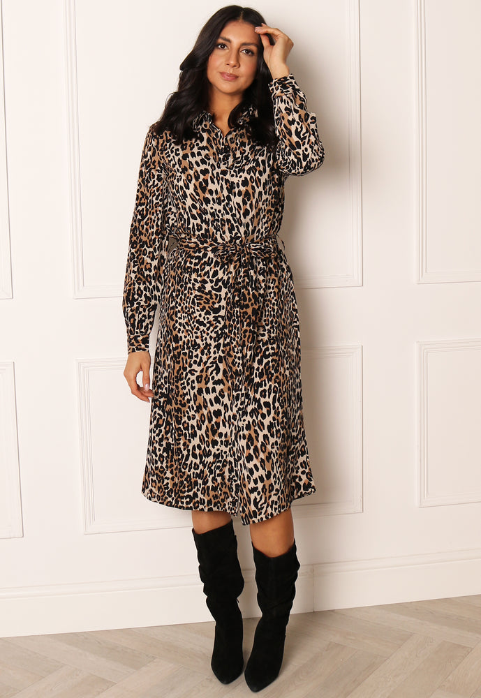 
                  
                    VILA Yana Classic Leopard Print Midi Shirt Dress in Brown & Black Tones - One Nation Clothing
                  
                