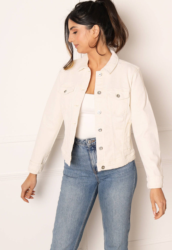 
                  
                    ONLY Tia Classic Denim Jacket in Ecru Cream - One Nation Clothing
                  
                
