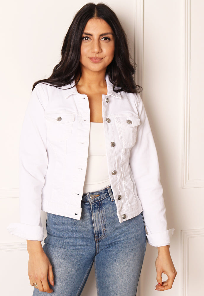 ONLY Wonder Classic Denim Jacket in White - One Nation Clothing