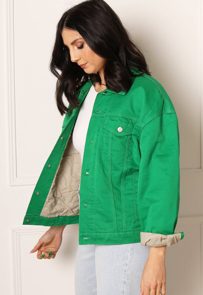 JJXX Mocca Oversized Denim Jacket in Bright Green - One Nation Clothing