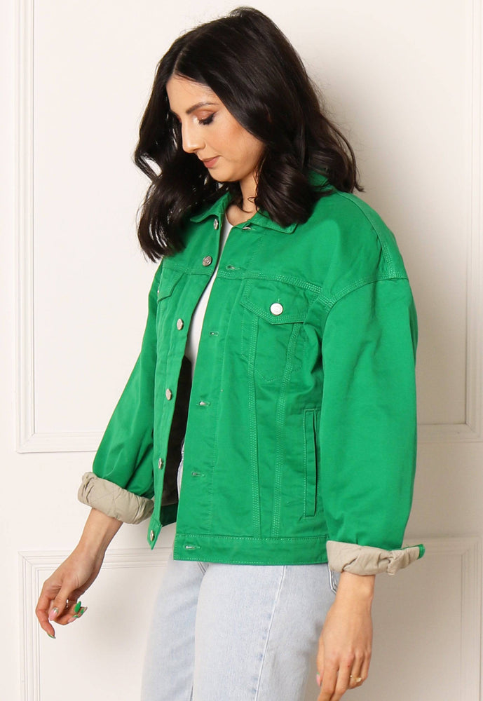JJXX Mocca Oversized Denim Jacket in Bright Green - One Nation Clothing