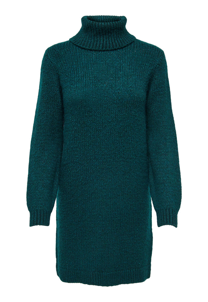 JDY Dinea Chunky Knit Rollneck Tunic Jumper Dress in Teal Green  One  Nation Clothing JDY Dinea Chunky Knit Rollneck Tunic Jumper Dress in Teal  Green