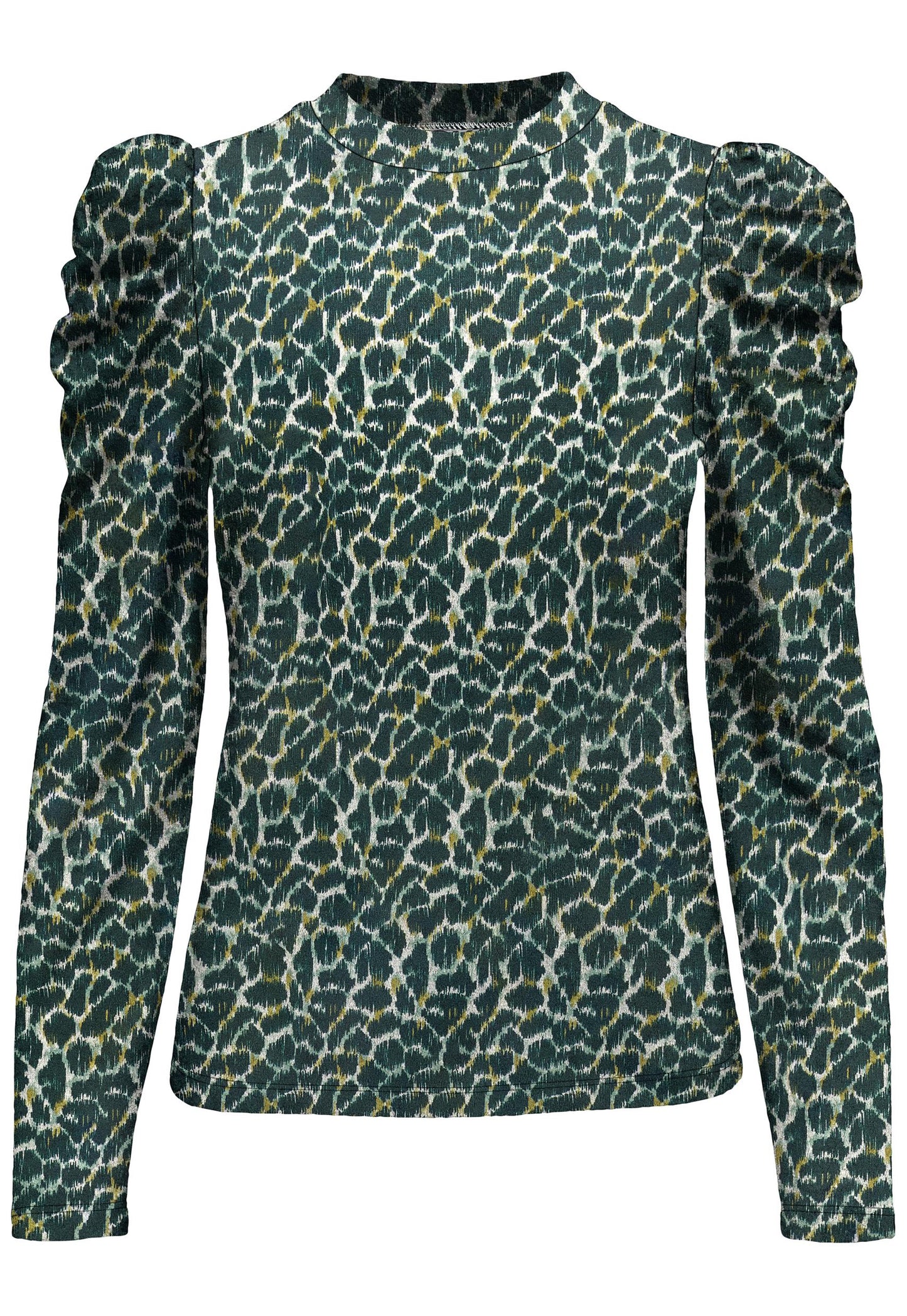 
                  
                    JDY Tonsy Animal Print Puff Sleeve Top in Green Tones - One Nation Clothing
                  
                
