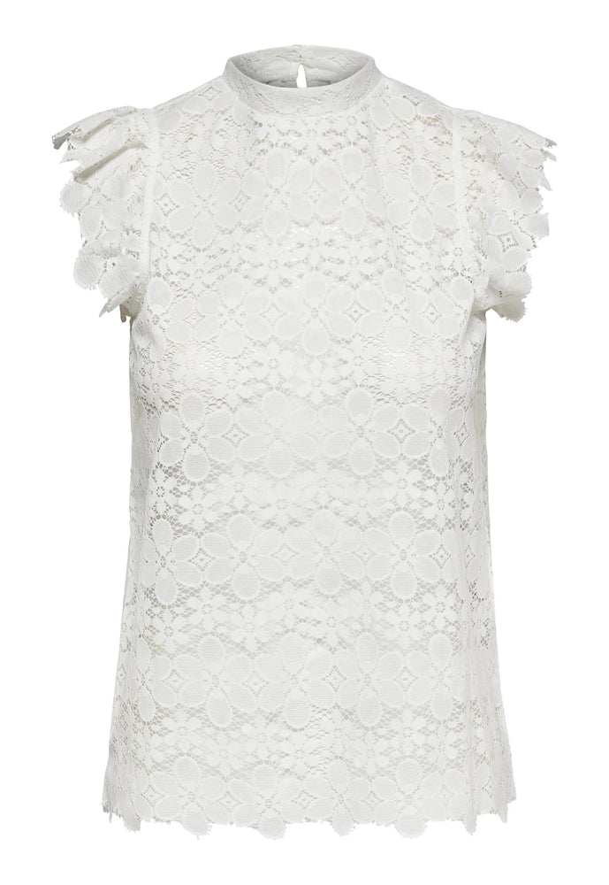 
                  
                    JDY Blond High Neck Lace Top in Soft Cream - One Nation Clothing
                  
                