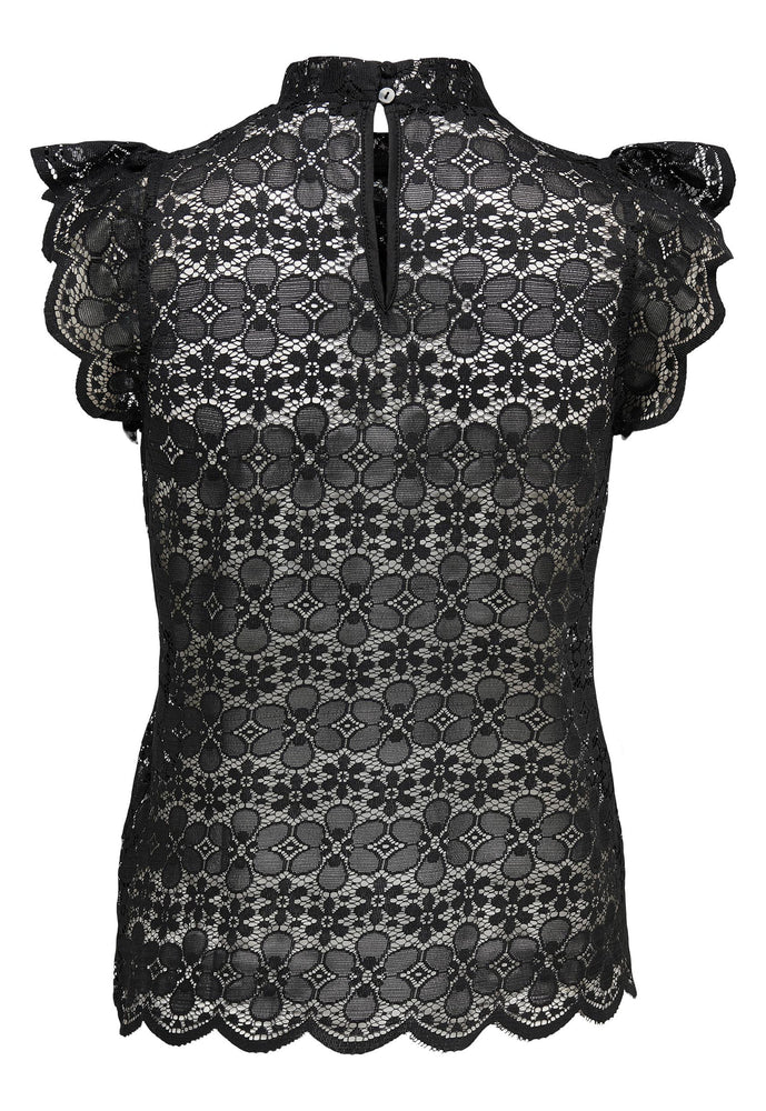
                  
                    JDY Blond High Neck Lace Top in Black - One Nation Clothing
                  
                