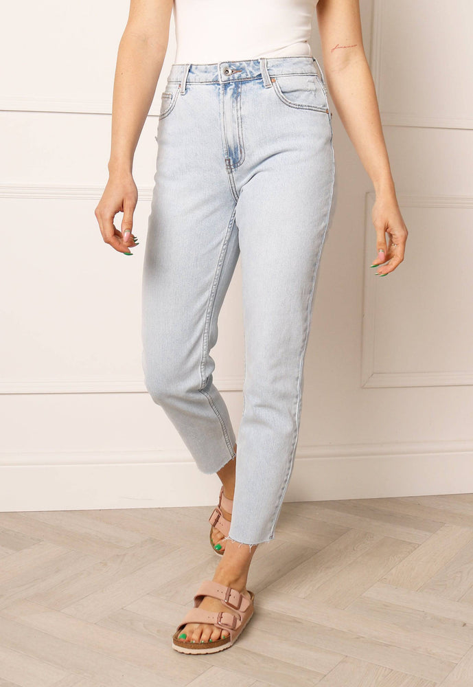 
                  
                    ONLY Emily High Waisted Straight Leg Ankle Grazer Jeans in Light Blue Wash - One Nation Clothing
                  
                