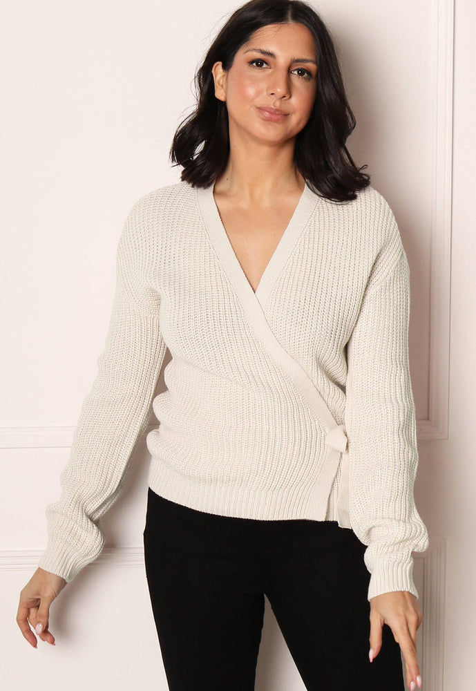 
                  
                    VERO MODA Lea Chunky Knit Wrap Over Cardigan in Cream - One Nation Clothing
                  
                