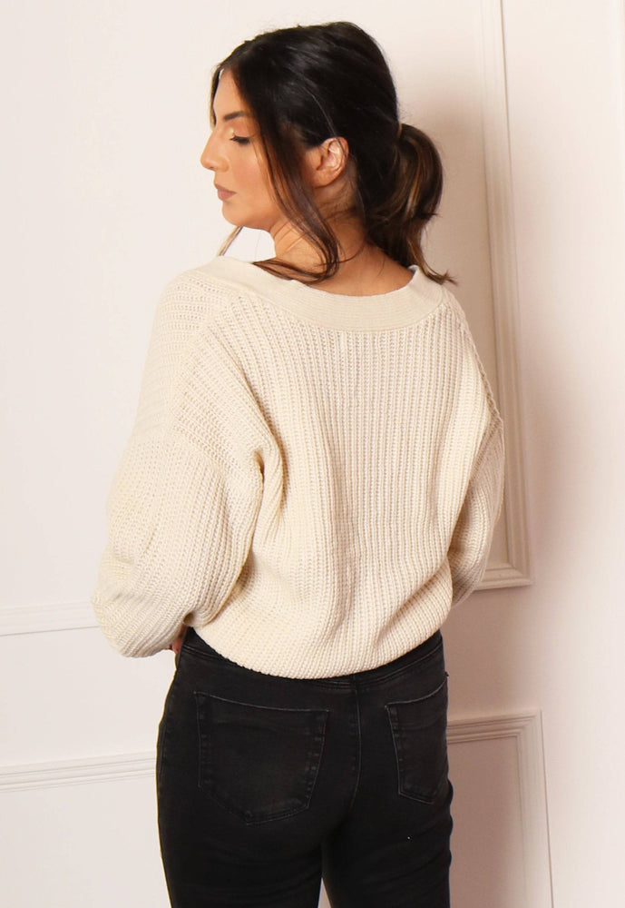 
                  
                    JDY Justy Cropped Chunky Knit Button Cardigan in Cream - One Nation Clothing
                  
                