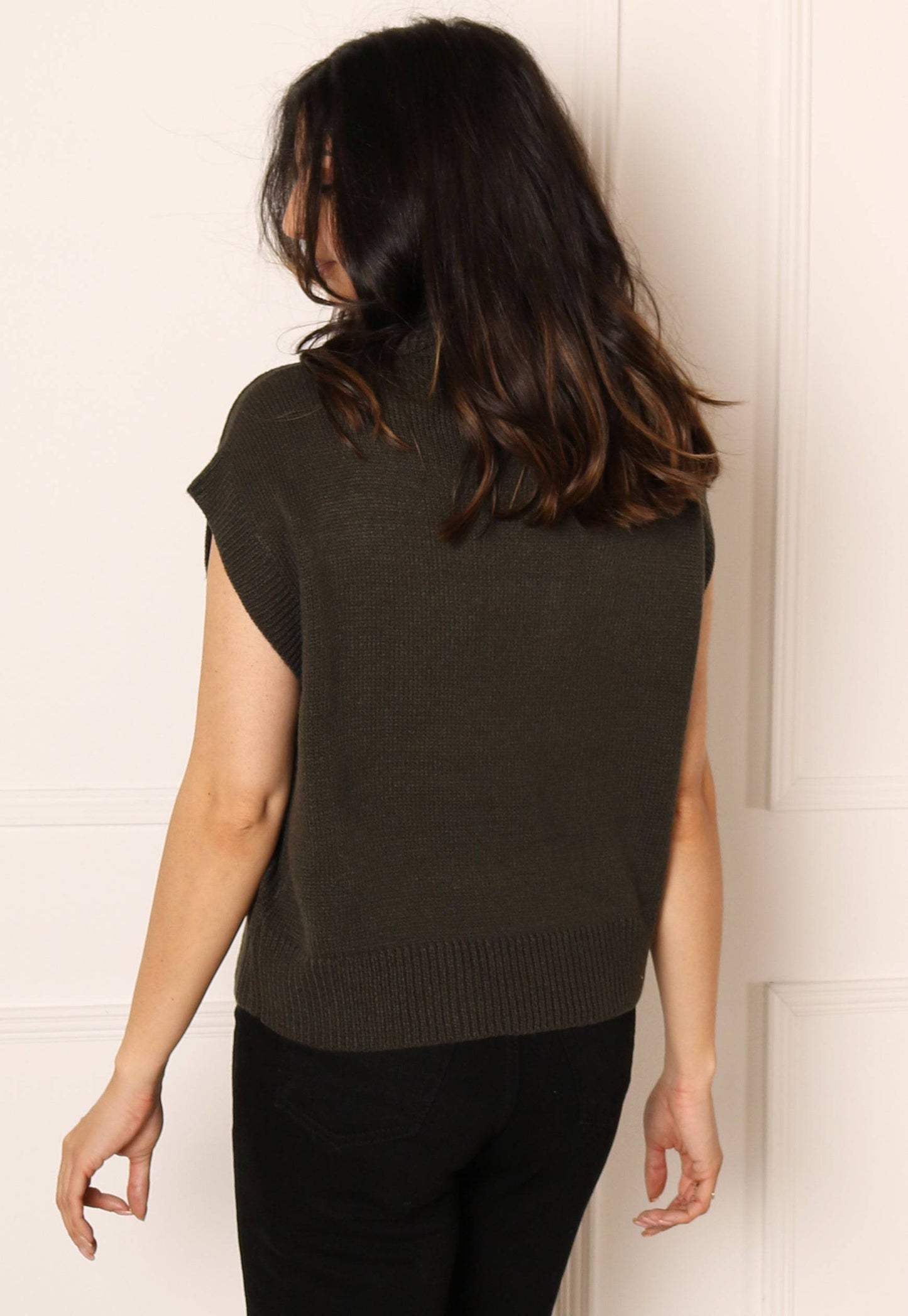 
                  
                    ONLY Sleeveless Knit Jumper Vest in Khaki Green - One Nation Clothing
                  
                