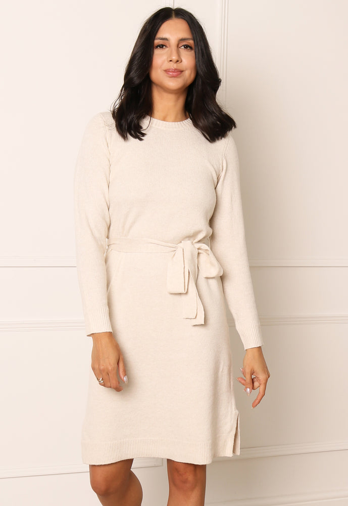 
                  
                    PIECES Cava Long Sleeve Belted Midi Jumper Dress in Cream - One Nation Clothing
                  
                