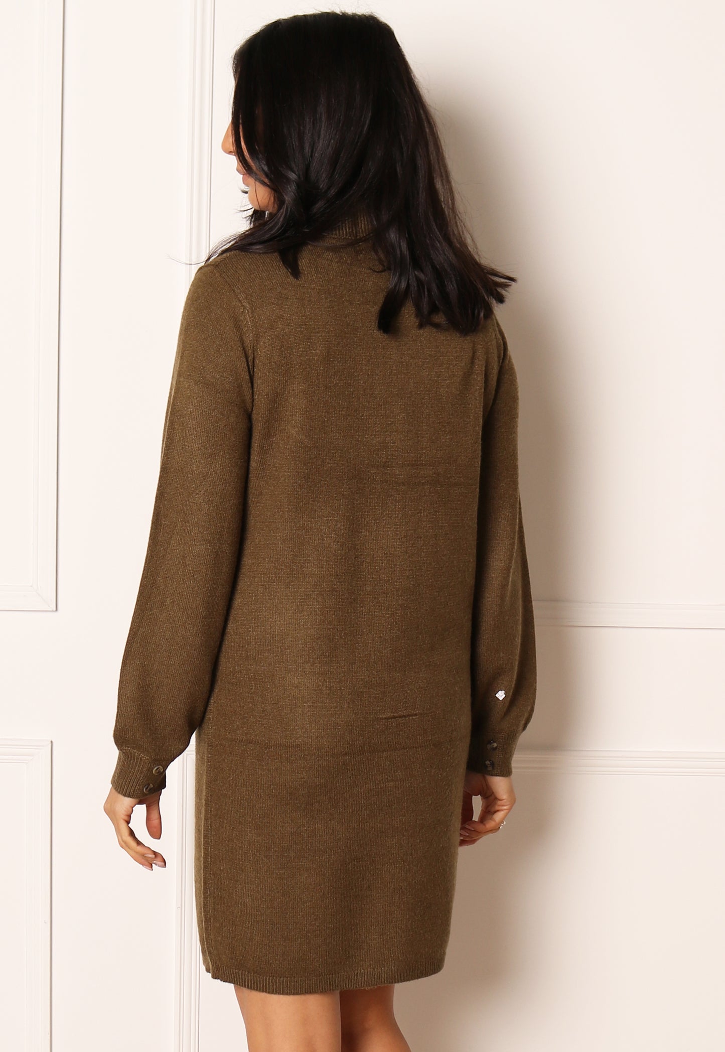 
                  
                    JDY Marco Knitted Rollneck Longline Tunic Jumper Dress in Khaki Green - One Nation Clothing
                  
                