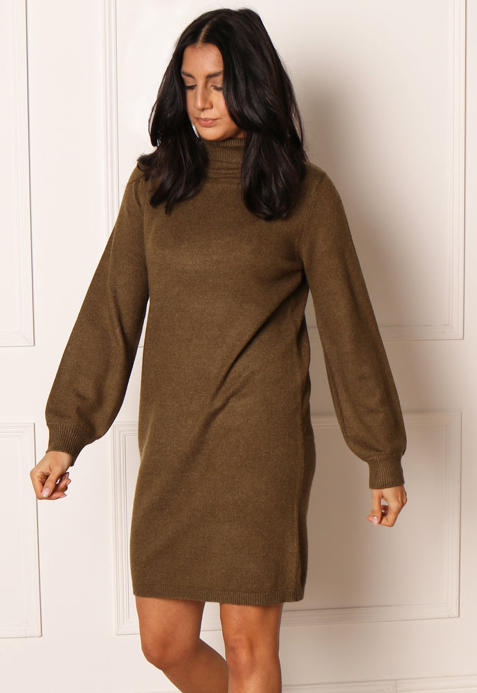
                  
                    JDY Marco Knitted Rollneck Longline Tunic Jumper Dress in Khaki Green - One Nation Clothing
                  
                
