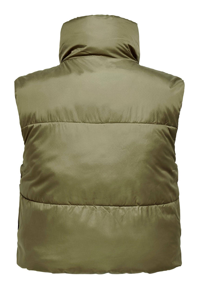
                  
                    ONLY Ricky Reversible Cropped Puffer Gilet in Khaki - One Nation Clothing
                  
                