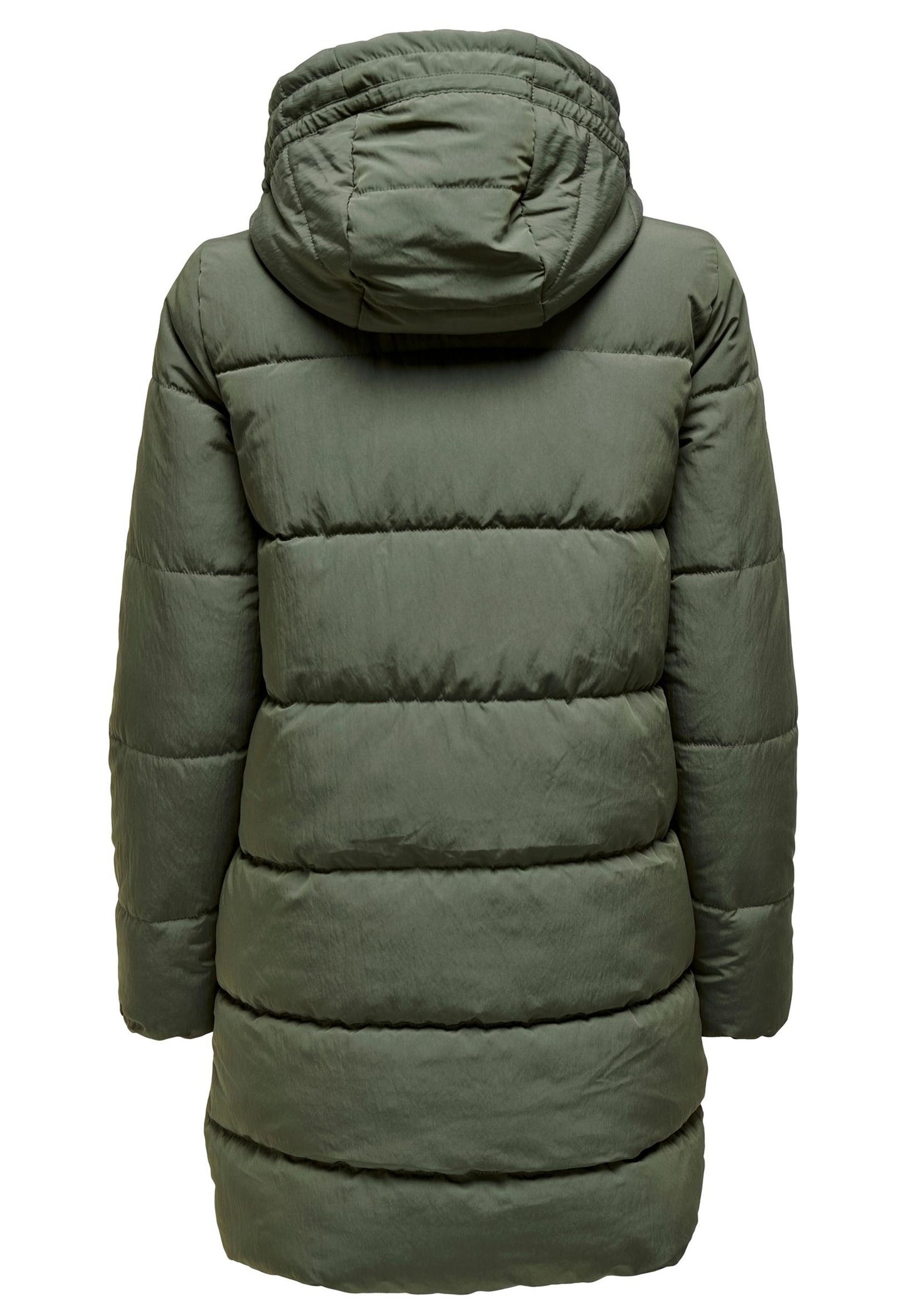 
                  
                    ONLY Dolly Hooded Quilted Padded Long Puffer Coat in Khaki Green - One Nation Clothing
                  
                
