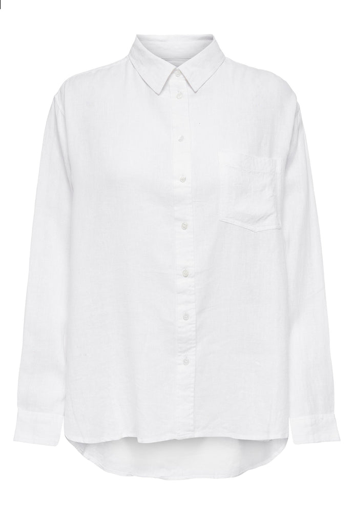 
                  
                    ONLY Oversized Linen Shirt in White - One Nation Clothing
                  
                