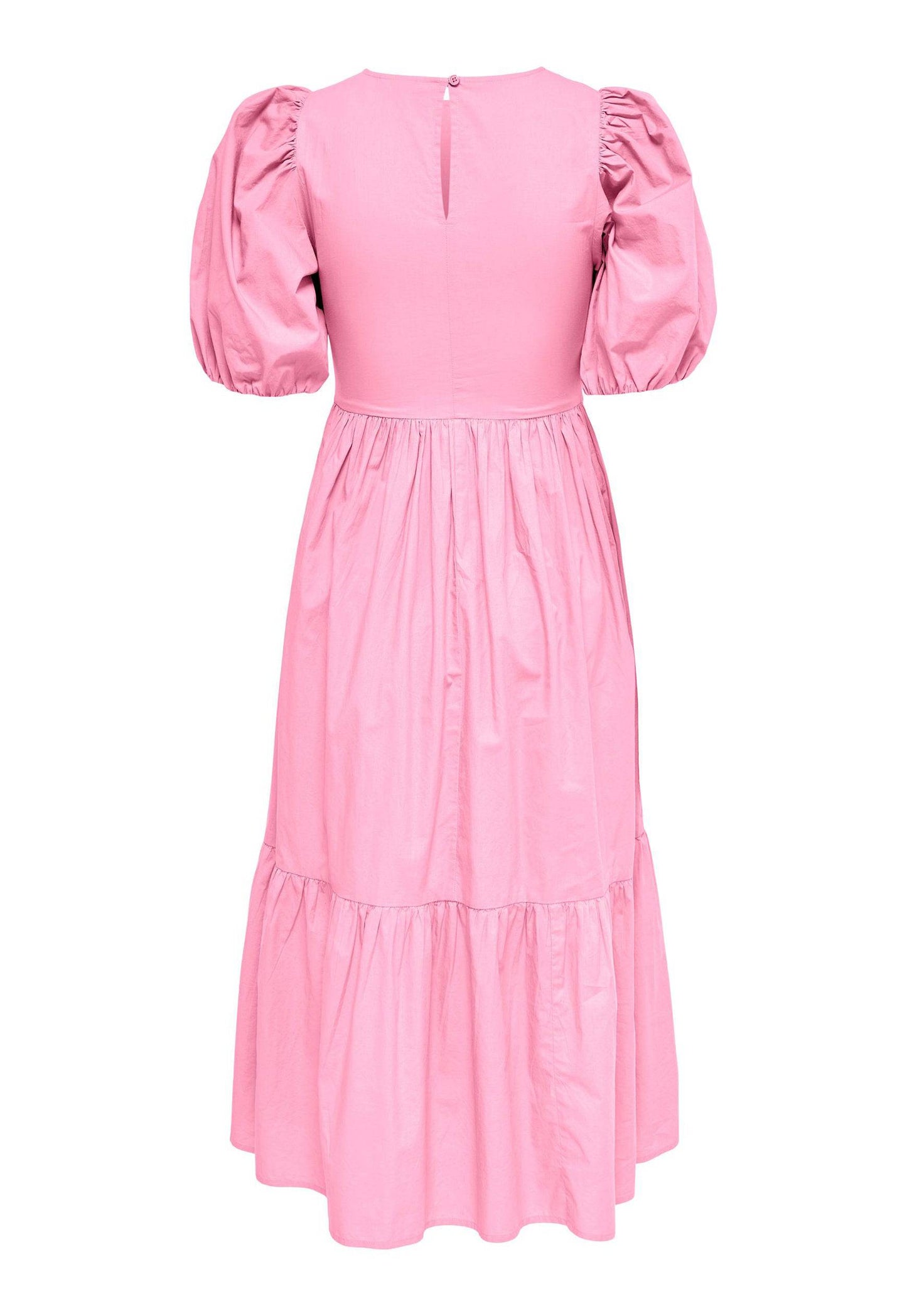 
                  
                    ONLY Shirred Top Cotton Tiered Midi Dress in Pink - One Nation Clothing
                  
                