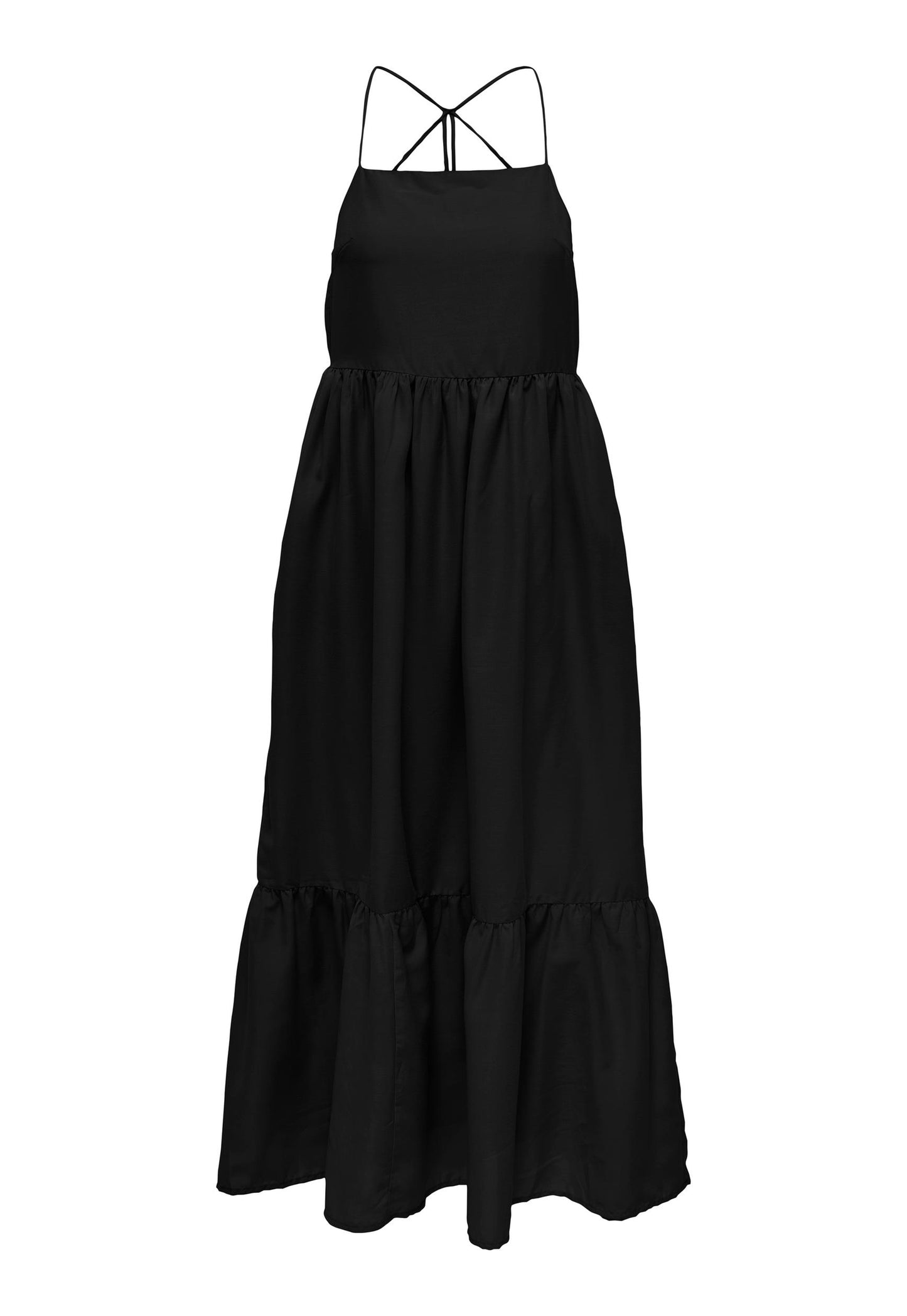
                  
                    ONLY Monika Strappy Back Floaty Maxi Dress in Black - One Nation Clothing
                  
                