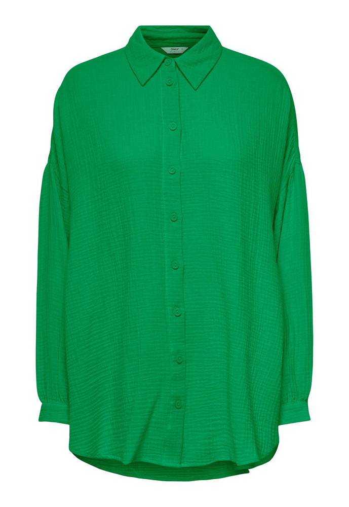
                  
                    ONLY Thyra Oversized Cotton Cheesecloth Beach Shirt in Green - One Nation Clothing
                  
                