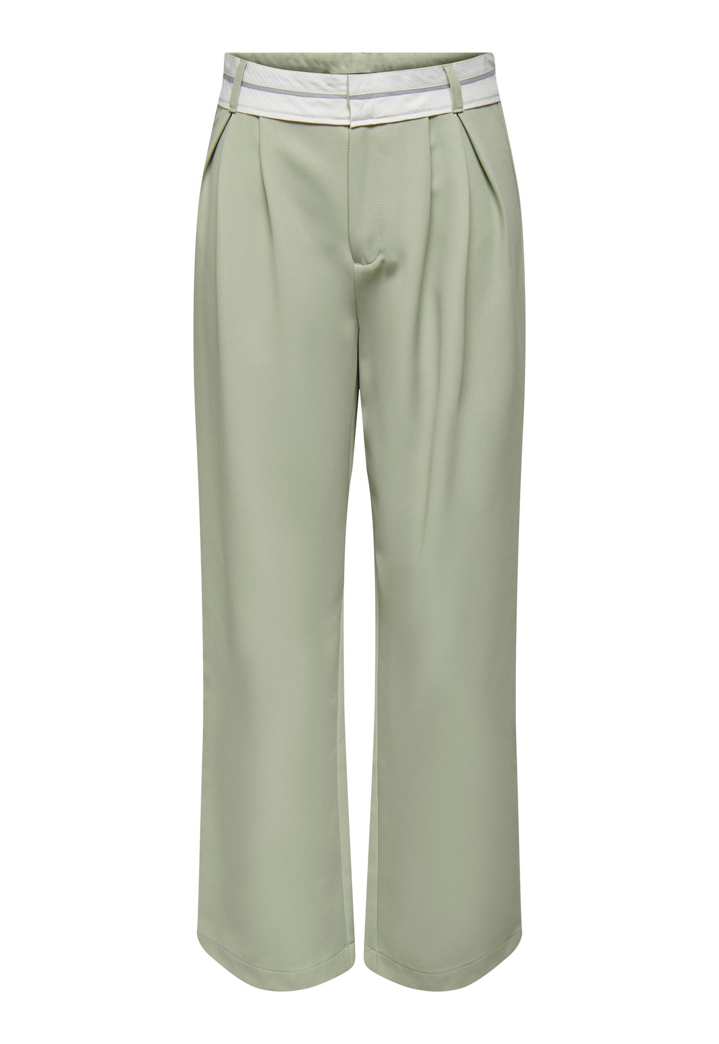 
                  
                    ONLY Malika Dart Wide Leg Relaxed Dad Trousers with Rolled Waistband in Sage Green - One Nation Clothing
                  
                