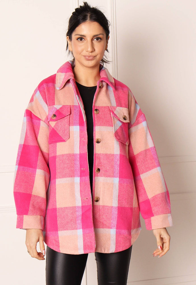 
                  
                    VERO MODA Selma Check Belted Workwear Shacket in Pink Tones - One Nation Clothing
                  
                