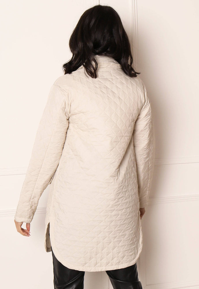 
                  
                    JDY Augusta Edith Diamond Quilted Long Shacket Jacket in Cream - One Nation Clothing
                  
                