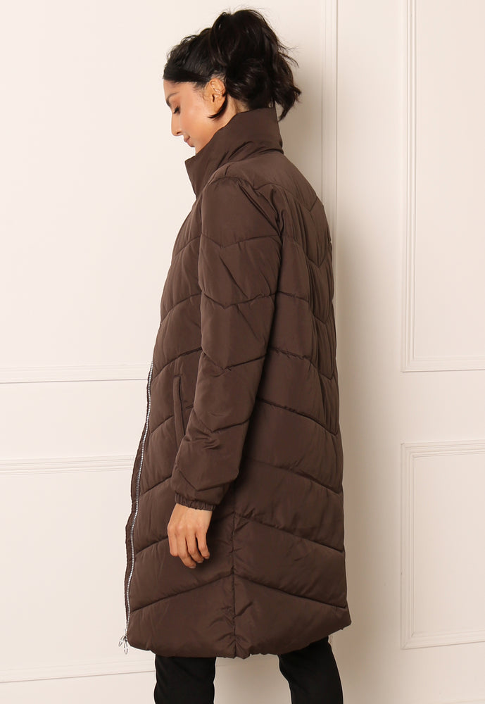
                  
                    JDY Finno Longline Padded Puffer Coat in Brown - One Nation Clothing
                  
                